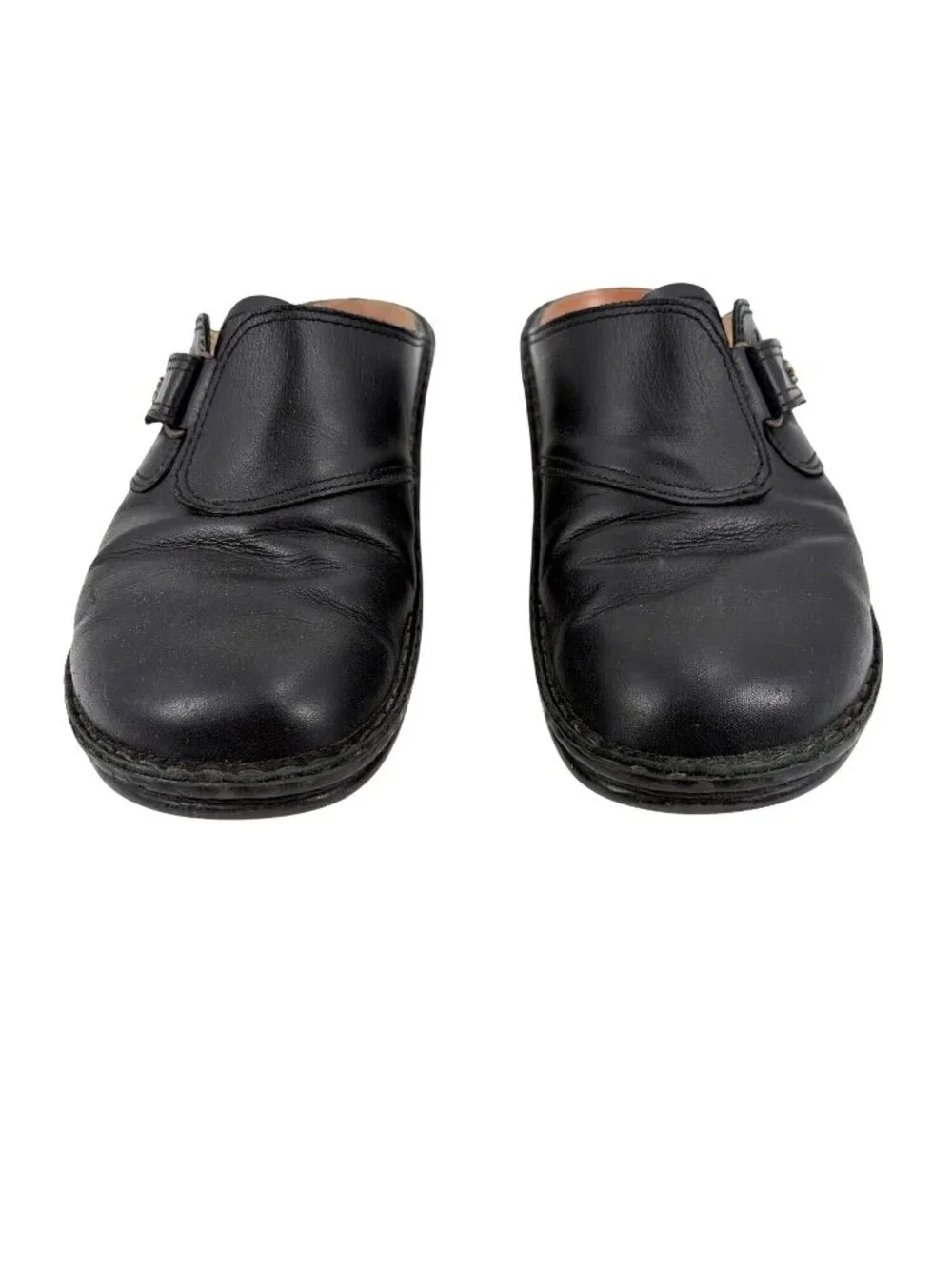 Finn Comfort Womens EU 39 Leather Clogs Black Slip-On Orthopedic Comfort Shoe